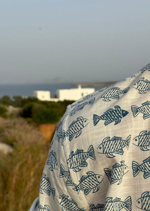 Mens Beach Printed Shirt Inkfish